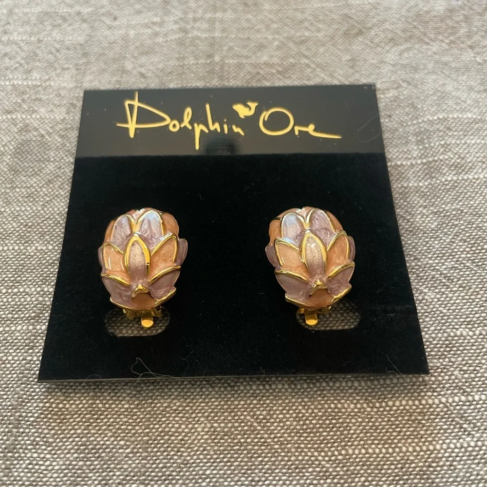 Dolphin Ore Gold and Purple Women's Earrings